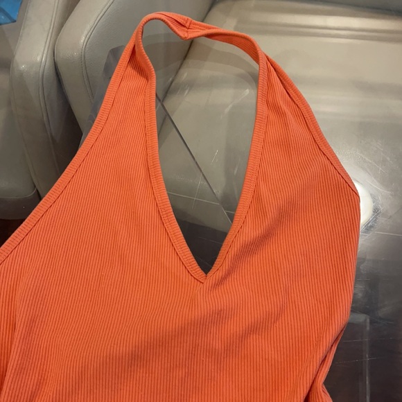 Forever 21 Orange Halter no back bodysuit medium - Picture 2 of 3